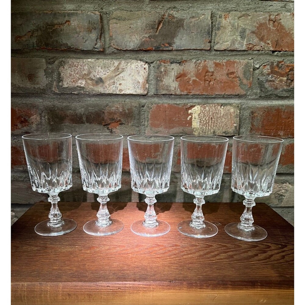 5 Crystal Cordial Glasses Vintage Stemware - Cristal d'Arque - no chips